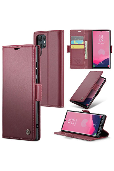 Choice جراب جلدي قابل للطي مع خاصية الشحن المغناطيسي لهاتف سامسونج S25 بلون ع...