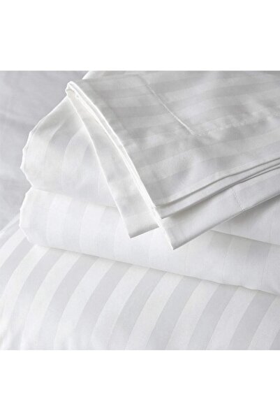 Generic Livenza Home Stripe 3 Pcs Set- 1 x Fitted Sheet 180x 200 cm with 2 x Pillow Case White; Size: King