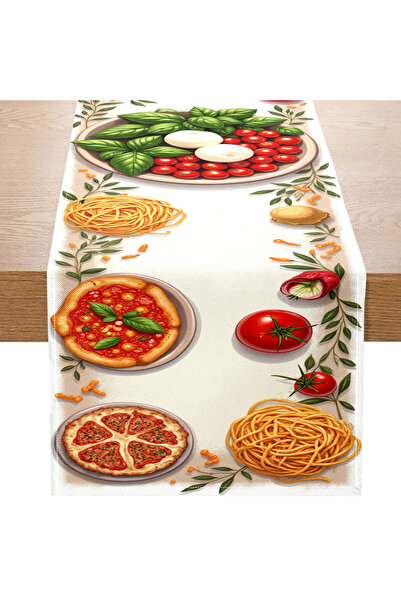 Choice قطعة واحدة من مفرش طاولة بتصميم إيطالي فاخر، مقاس 33 × 183 سم، مزينة ب...