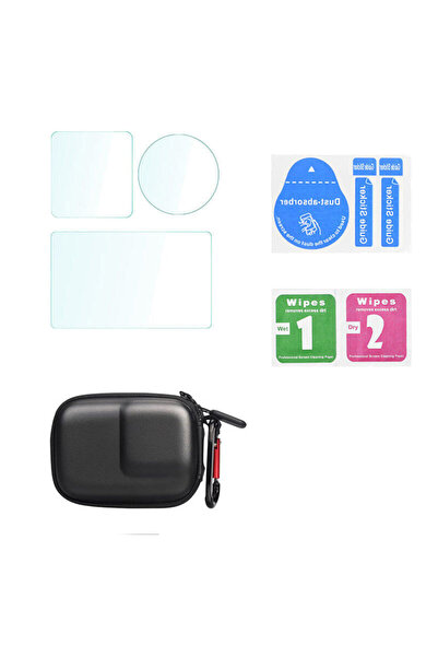 Choice طقم 15-6 غطاء عدسة سيليكون، حقيبة تخزين صغيرة لحقيبة حمل DJI Action 6، واقي زجاجي مقوى