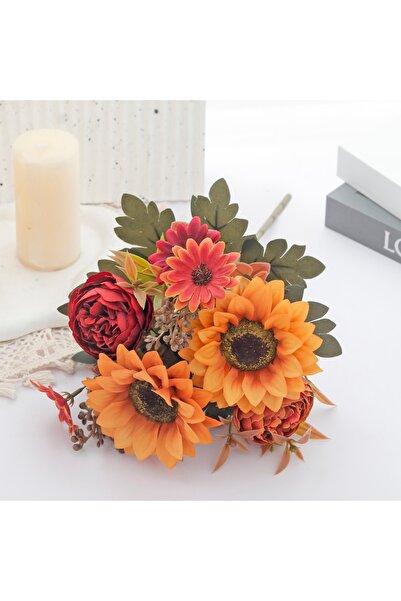 Choice 1pc Light Orange Peony Artificial Flowers Sunflowers Bridal Bouquet Si...