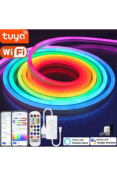 Choice شريط إضاءة نيون LED من TUYA بطول متر واحد، بتقنية RGBIC، يعمل بجهد 5 ف...