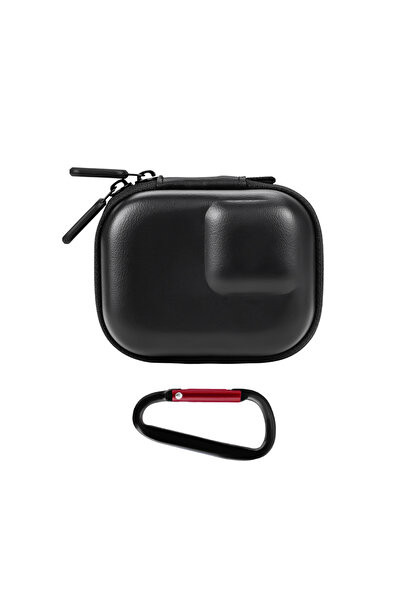 Choice حقيبة سوداء صغيرة من فلاي مايل لحافظة قفص كاميرا DJI Osmo Action 5 Pro، نصف مفتوحة مع آلية تحرير سريعة.