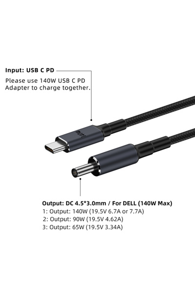 Choice كابل شاحن عالمي لأجهزة الكمبيوتر المحمولة USB-C PD إلى DC، مقاس 4.5-3....