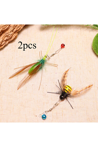 Choice قطعتان من ريش فرس النبي الصناعي، ملحقات بديلة، عصا مضحكة للقطط، لعبة ح...