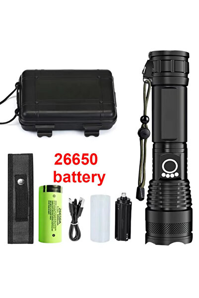 Choice مصباح يدوي أسود قابل لإعادة الشحن، عالي الإضاءة، فائق السطوع، مزود بخمسة أوضاع إضاءة LED، مقاوم للماء والغبار.