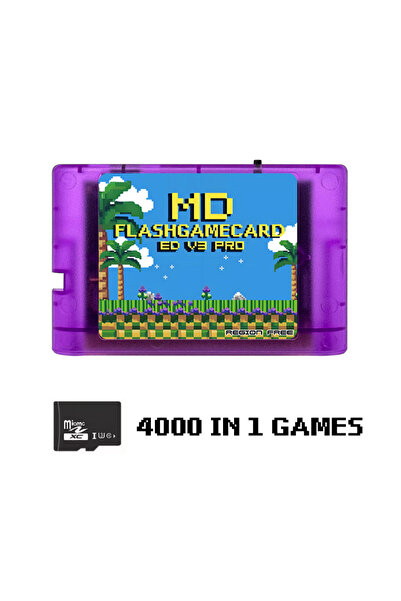 Choice بطاقة ألعاب ميجا جينيسيس MD V3 برو البنفسجية 4000 في 1 مع بطاقة ذاكرة ...