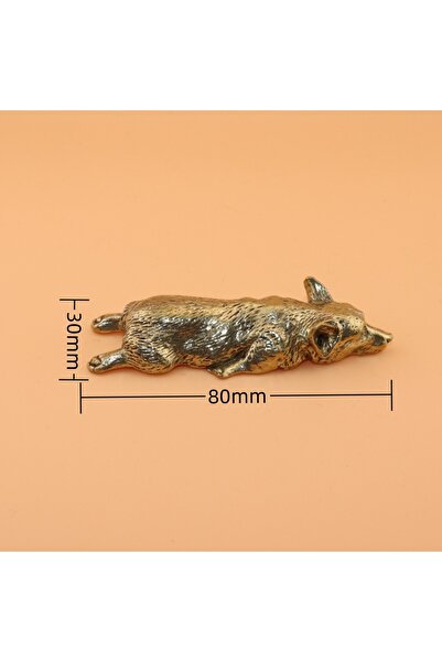 Choice تمثال صغير لجرو كلب ويلزي من النحاس الخالص باللون الرمادي الفاتح، مصنو...