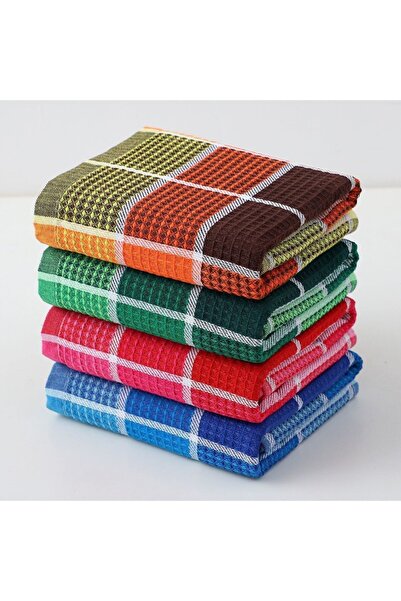 Choice 4 قطع من مناشف المطبخ الكبيرة بنمط الوافل بألوان قوس قزح، فائقة الامتص...