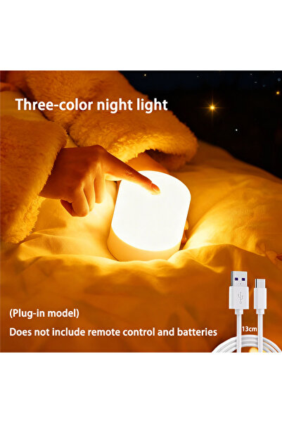 Choice مصباح ليلي LED بثلاثة ألوان، قابل للتعتيم، قابل لإعادة الشحن/التوصيل بالكهرباء، إضاءة مكتبية لغرفة النوم بجانب السرير