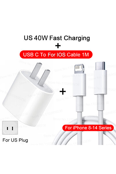 Choice شاحن سريع للهواتف من طراز US 1M (سلسلة 8-14) بتقنية PD بقدرة 40 واط، م...