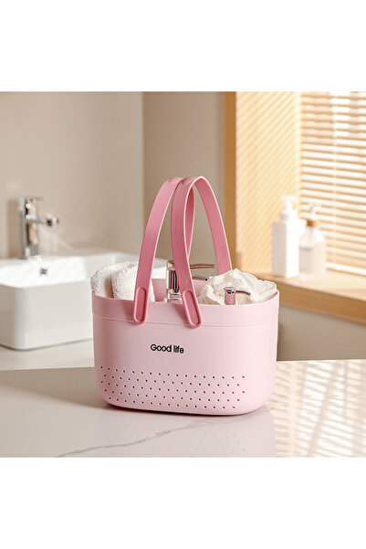 Choice Pink Portable Shower Caddy Basket, Plastic Organizer Storage Tote with Handles Toiletry Bag Bin Box