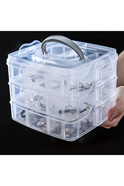Choice Transparent 3-layer 18 Compartment Transparent Storage Box, Jewelry an...