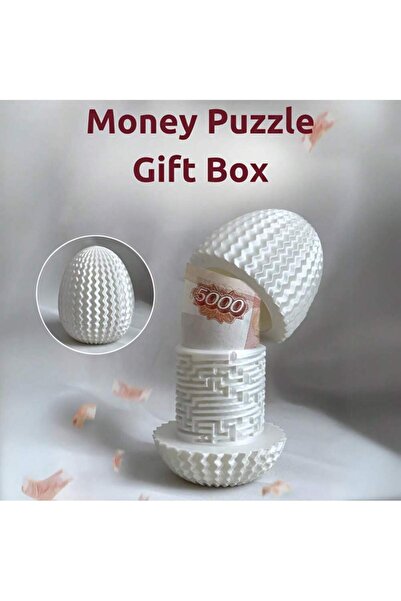 Choice4 صندوق هدايا أبيض غامض على شكل لغز نقود، مثالي لأعياد الميلاد وعيد الف...