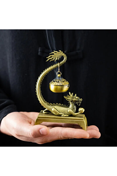 Choice مبخرة بخور ذهبية بتصميم تنين معلق، مصنوعة من سبيكة معدنية، مزينة بتفاص...