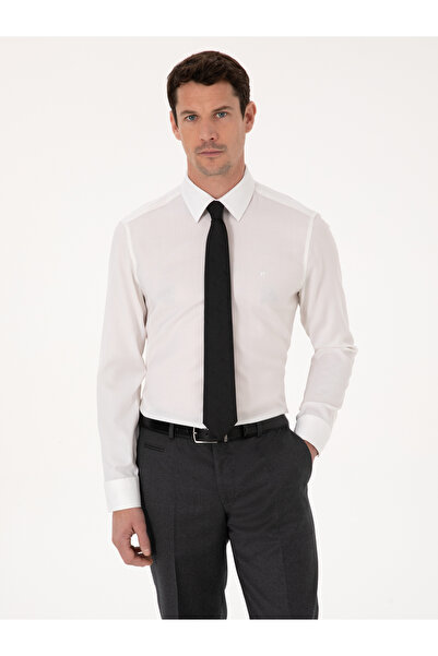 Cacharel White Slim Fit Long Sleeve Shirt 50310514-Vr013