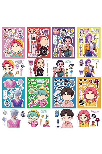 Choice Multicolor 8Pcs Cute KPop Demon Hunters Puzzle Stickers Make a Face Ca...
