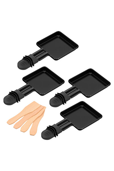 Choice مجرفة خشبية سوداء، 4 قطع، شكل مربع، مقلاة صغيرة لتحضير الراكلت، مقبض، ...