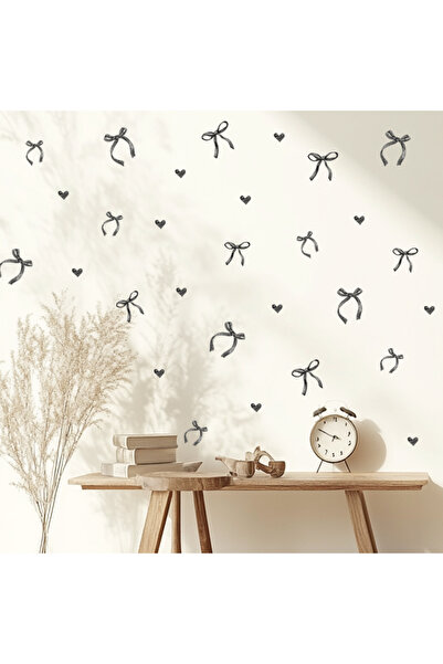 Choice ملصقات جدارية سوداء على شكل فيونكة حب لتزيين المنزل، مناسبة لغرفة المعيشة وغرفة النوم، ملصقات جدارية سوداء لرأس السرير