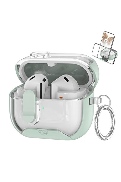 Choice جراب قفل آمن أخضر لسماعات Galaxy Buds 3 Pro، مزود بحامل للهاتف، جراب ح...