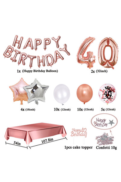 Choice Other rose gold Rose Gold 40 Years Birthday Decorations Balloon Set Fo...