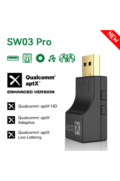 Choice ترقيات جديدة لجهاز SW03 Pro: محول لاسلكي APTX USB ألياف بصرية بلوتوث 5.4، جهاز إرسال صوت aptX-Ad