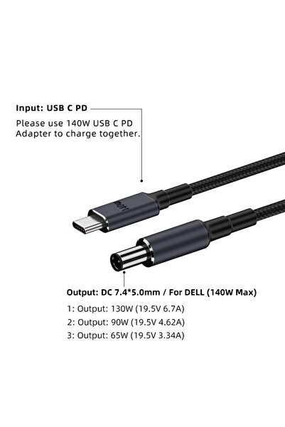 Choice كابل شاحن عالمي لأجهزة الكمبيوتر المحمولة USB-C PD إلى DC، مقاس 7.4-5....