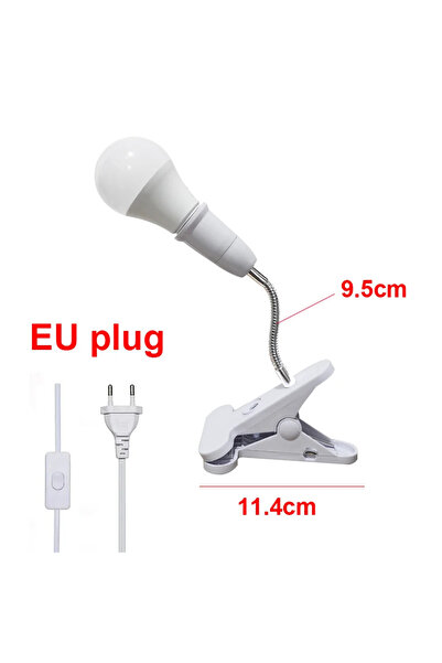 Choice No light bulb white-EU Flexible Hose Universal Clamp Lamp Holder E27 w...