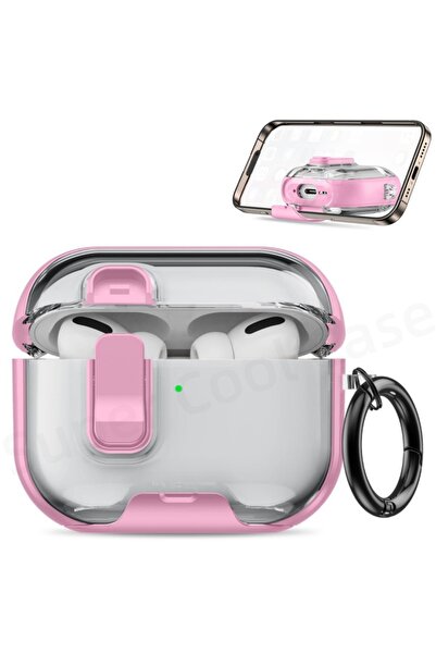 Choice جراب AirPods Pro 3 وردي اللون، إصدار 2025، مع حامل للهاتف ومجموعة تنظي...