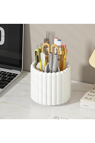 Choice حامل فرش مكياج أبيض بزاوية 360 درجة، 7 فتحات، منظم فرش مكياج، فرش مكيا...