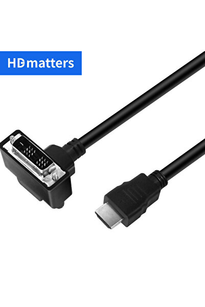 Choice 0.45M black Short HDMI to DVI Cable with Angled DVI Plug Bi-direction ...
