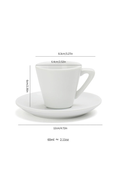 Choice أكواب إسبريسو سيراميك سعة 60 مل مع صحن، تصميم أبيض نقي بسيط، مثالية لف...
