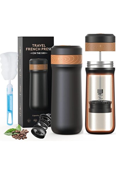 Choice طقم ماكينة قهوة فرنسية محمولة 2 في 1 سعة 12 أونصة، مثالية للسفر والتخي...