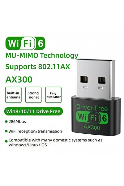 Choice black AX300 WIFI6 New Mini USB Adapter 2.4G 802.11AX Wireless Encryption Dongle Drive Free Wireless