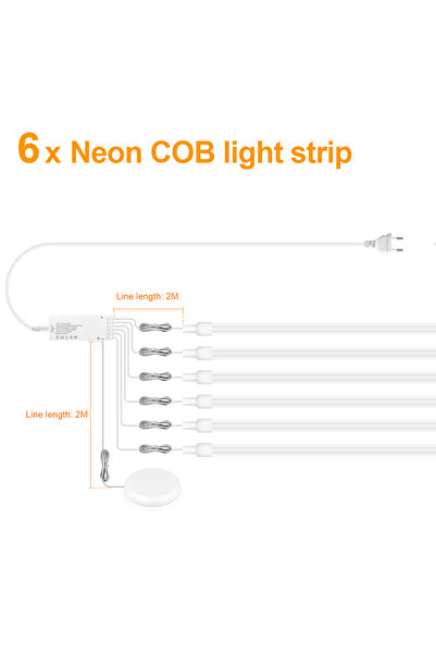 Choice قابس طاقة أوروبي، أبيض دافئ (2700-3500 كلفن)، 2 متر (6.56 قدم)، 6 قطع من مصابيح النيون LED المدمجة في لوحة جدارية عازلة للصوت