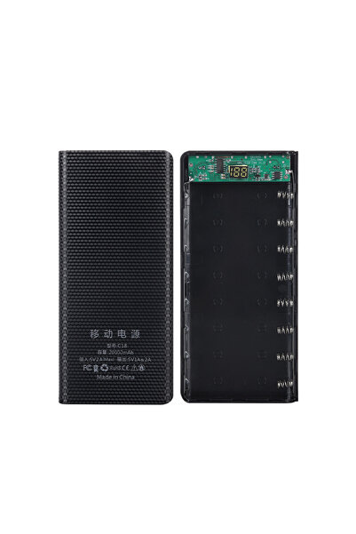 Choice علبة شحن وتخزين محمولة سوداء اللون، تتسع لـ 8 بطاريات 18650، مزودة بمن...