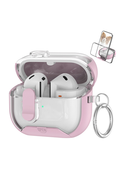 Choice جراب قفل آمن وردي اللون لسماعات Galaxy Buds 3Pro، مزود بحامل للهاتف، ج...