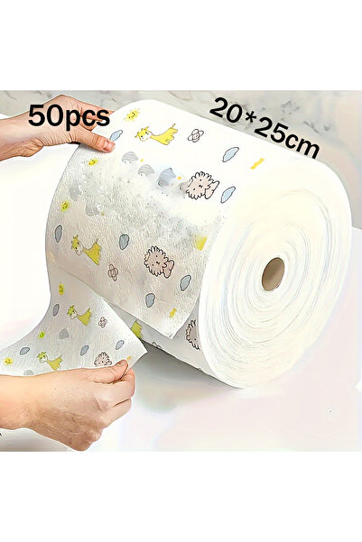 Choice ٥٠ قطعة، لفة واحدة، ورق مطبخ للاستخدام مرة واحدة، مطبوع رسومات كرتونية...