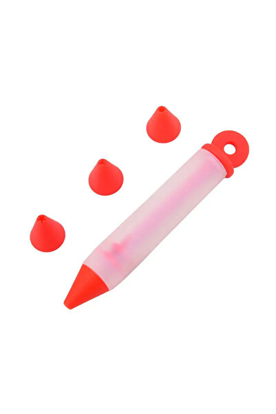 Choice Red Silicone Food Writing Pen Decorating Pen with 4 Patterns of Icing ...