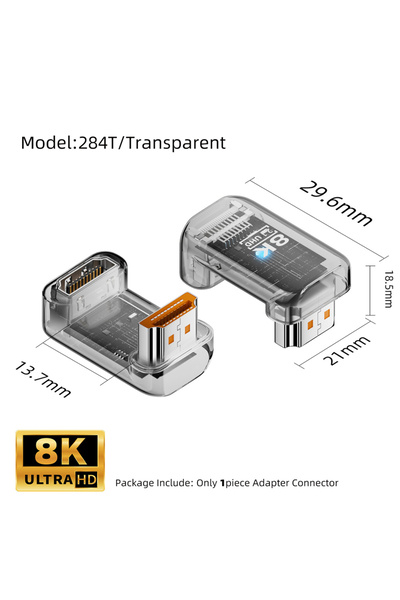 Choice محول HDMI 2.1 شفاف بزاوية 90/270/360 درجة، يدعم دقة 8K بمعدل 60 هرتز، ...