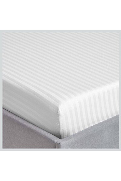 Generic Livenza Home Stripe 3 Pcs Set- 1 x Fitted Sheet 180x 200 cm with 2 x Pillow Case White; Size: King