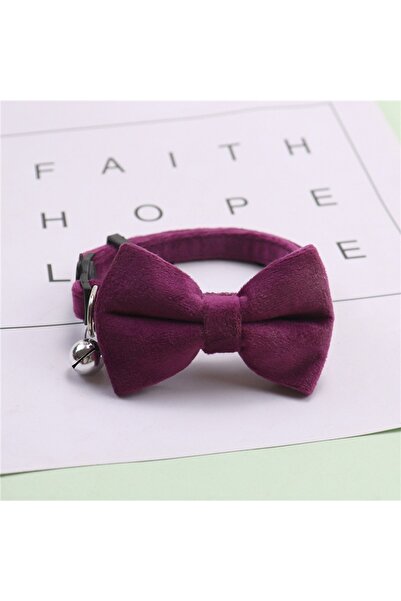 Choice purple Cat Velvet Collar Solid Color Bowknot Puppy Chihuahua Collars w...