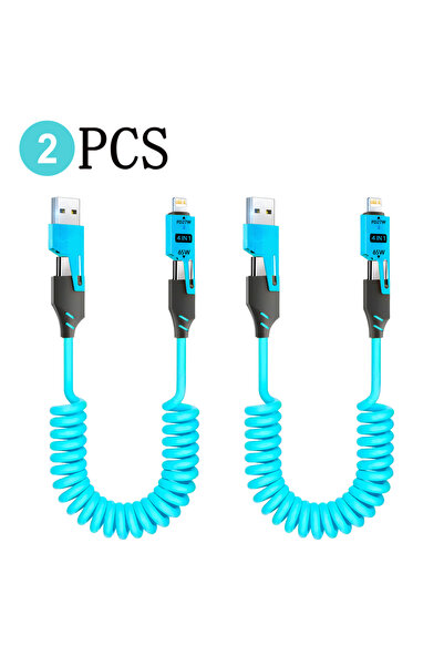 Choice قطعتان من كابل الشحن السريع USB-C 4 في 1 بقوة 65 واط، مصنوع من سبائك ا...