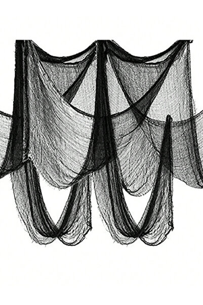 Choice قطعة واحدة من شبكة عنكبوت سوداء مقاس 76 سم × 300 سم، تُستخدم كزينة لحف...