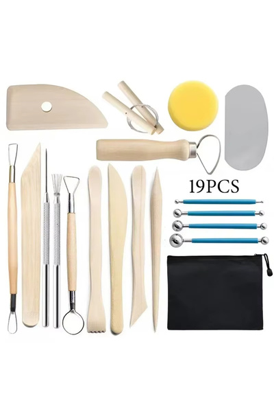 Choice4 مجموعة أدوات نحت الطين الفخاري (19 قطعة) - من 8 إلى 61 قطعة - أدوات ت...