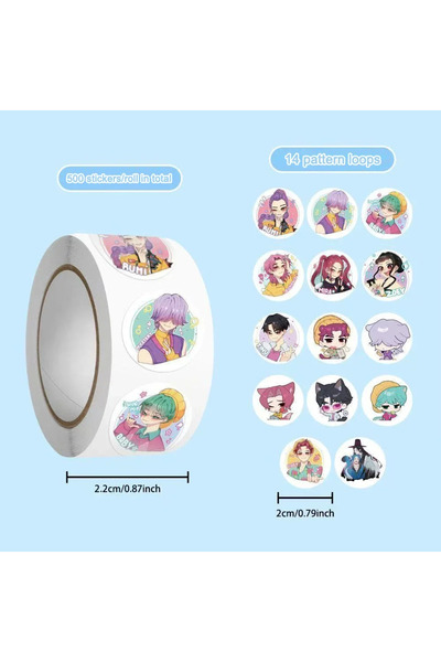 Choice 500 قطعة 2025 جديد 500 قطعة/لفة ملصقات أنمي كيبوب صائدو الشياطين صائدو...