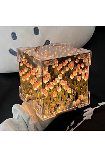 Choice مصباح ليلي إبداعي وردي اللون على شكل زهرة التوليب، مصباح ليلي مزخرف بت...