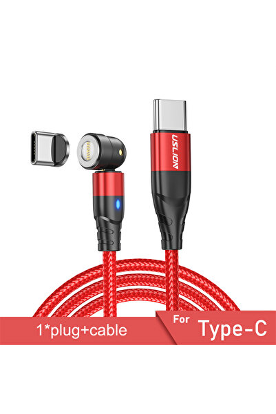 Choice كابل شحن سريع مغناطيسي USLION PD بقوة 60 واط، بطول مترين، باللون الأحم...