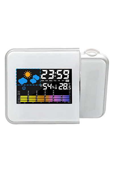 Alloet White Projection Clock Digital LED Projector with Night Backlight for Home Living Room Bedroom Desk