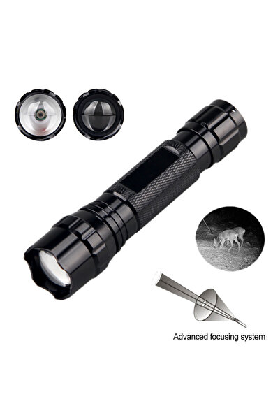 Choice3 ZOOM black Package A IR Flashlight 300-500m Zoomable Focus 850nm LED ...